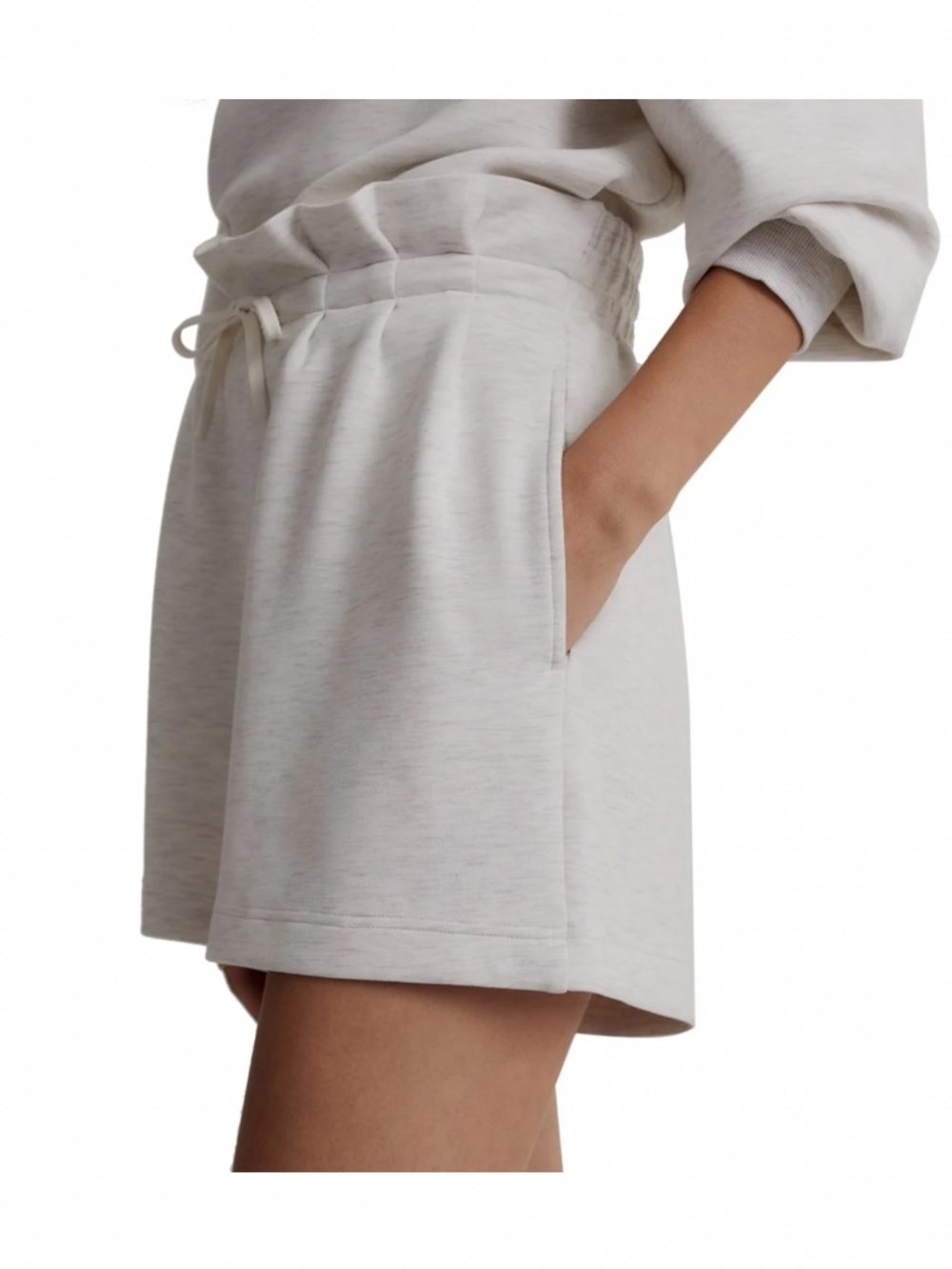 Varley Claude High Rise Short 4.5 DoubleSoft Ivory Marl Medium - Picture 2 of 11